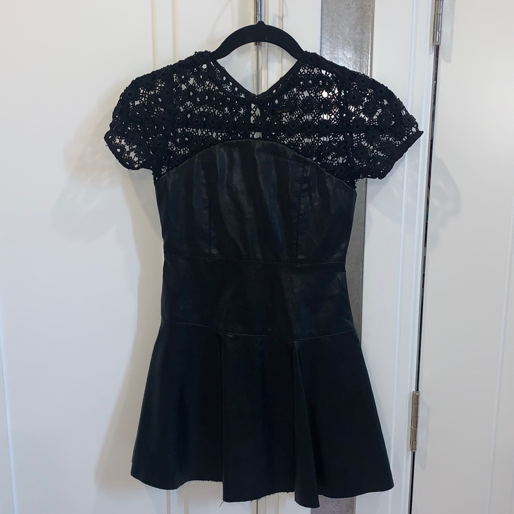 Ella Miss girls size 10 “leather”and lace dress